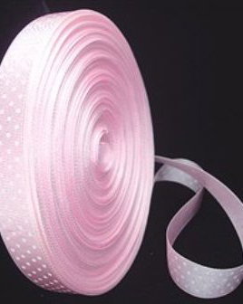Panglica polyester roz cu buline