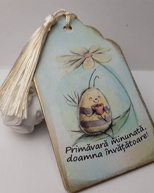 Semn de carte cu albinuta pentru invatatoare/ educatoare