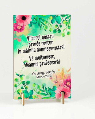 Felicitare din lemn cadou profesoara, invatatoare, educatoare