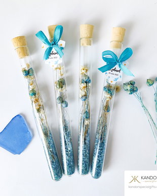 Mărturie de botez eprubetă cu flori  băiețel, Kandor Special Gifts