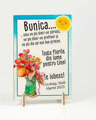 Cadouri personalizate bunica/mamaia - felicitare cu mesaj, martisor