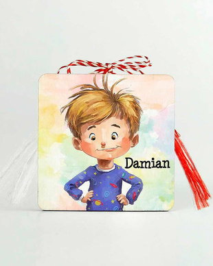 Martisor din lemn cu nume baiat