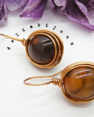 Cercei handmade unicat - agate si cupru (cod753)