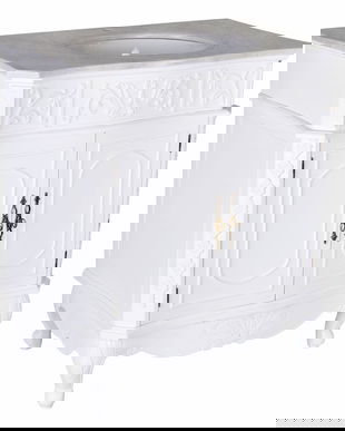 Lavoar din lemn masiv alb cu diverse decoratiuni