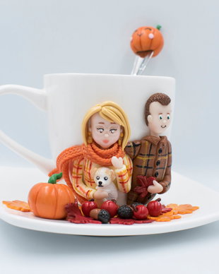 Set cana, farfurie și linguriță | Personalizat handmade | Lut polimeric