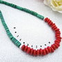 Colier handmade unicat - malachit si lemn (cod754)
