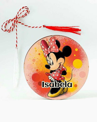 Martisor copii personalizat cu nume si personaj Minnie Mouse