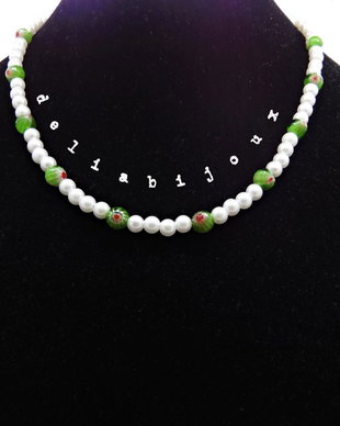 Colier handmade unicat - perle si margele Millefiori (cod755)