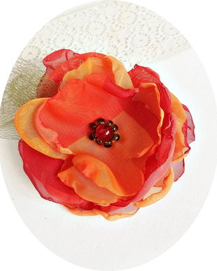 Brosa floare portocaliu aprins 8,5 cm