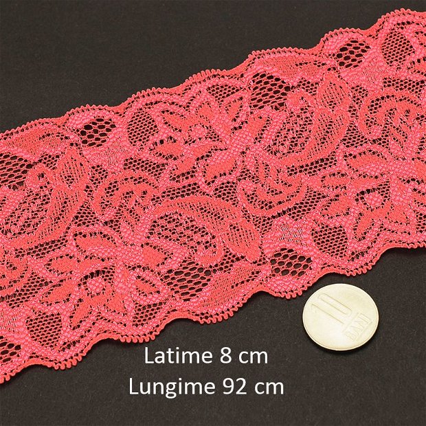 Dantela elastica, latime 8 centimetri, lungime 92 centimetri, D-02