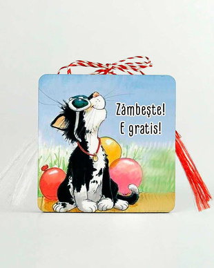 Martisor personalizat cu pisica si mesaj