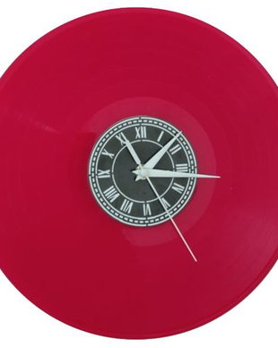 Ceas simplu  din disc de vinil rosu