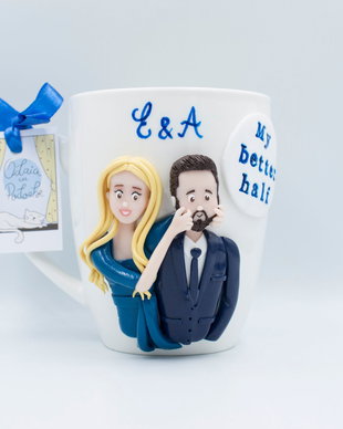Cană cuplu jucăuș | Personalizată handmade | Lut polimeric