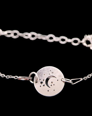 Bratara-Martisor din argint rodiat 925 "Luna cu stele"