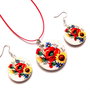 set bijuterii lemn cu maci 42687