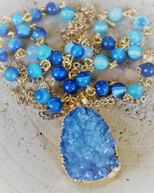 Colier dublu sir cu agate