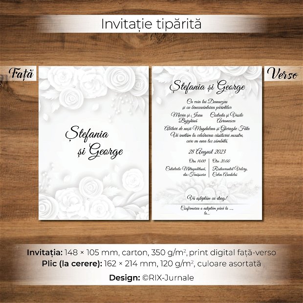Invitație de nuntă ALBĂ