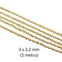 Lant metalic, auriu, zale 3 x 2,2 mm, (1 metru), B-02