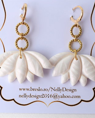 Cercei "floare de lotus" / Handmade Polymer Clay Earrings