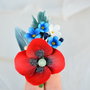 Mac, nu ma uita si liliac alb- Brosa Buchet
