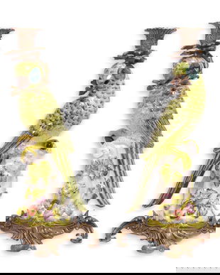 Set sfesnice papagal din portelan cu bronz