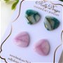 Set 2 perechi cercei roz cuart/verde/auriu // Handmade Polymer Clay Earrings