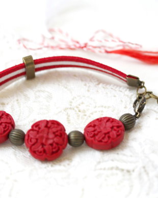Bratara martisor cu cinabru