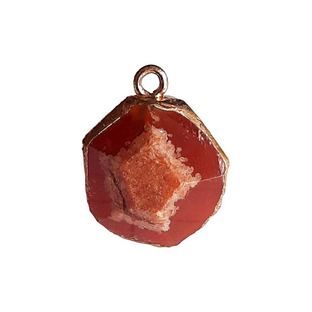 Pandantiv agat druzy, caramiziu 19-20x16mm  PD.0003