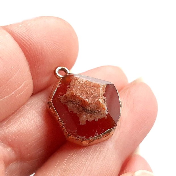 Pandantiv agat druzy, caramiziu 19-20x16mm  PD.0003