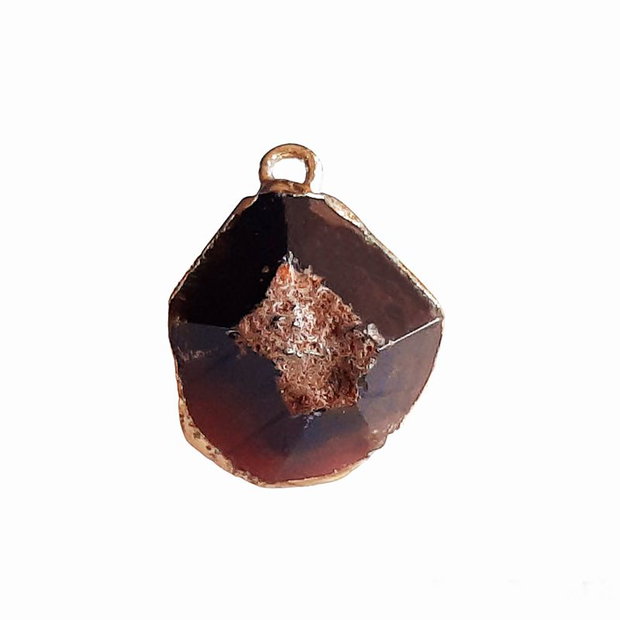 Pandantiv agat druzy, caramiziu 19-20x16mm  PD.0003