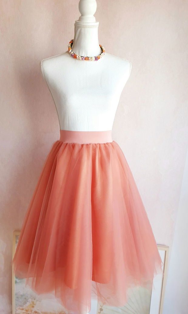 Fusta Tutu Dama Midi Tulle Corai Prafuit