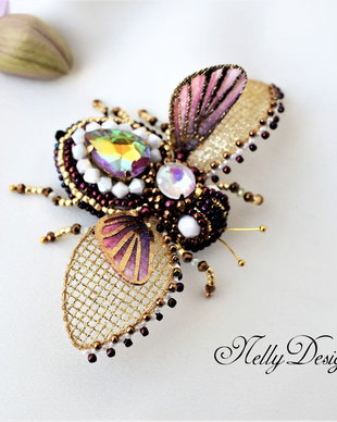 "Golden Beetle"- Broșă insecta 3D
