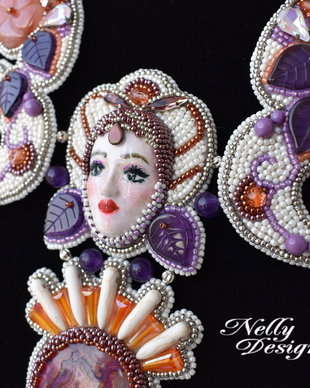 "Flora" -Set colier si cercei broderie manuala