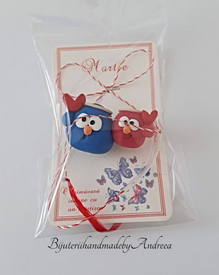 Brosa martisor "Vrabiile Iubibile"