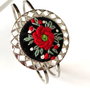 Bratara Bangle  cu broderie manuala  - trandafiri