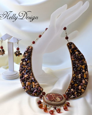 "Playful Pebbles" - Set colier si cercei jasp mookait