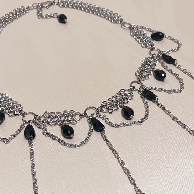 Black and silver dangly collar