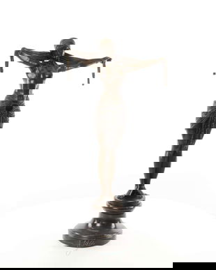 Dansatoare cu esarfa - statueta Art Deco din bronz