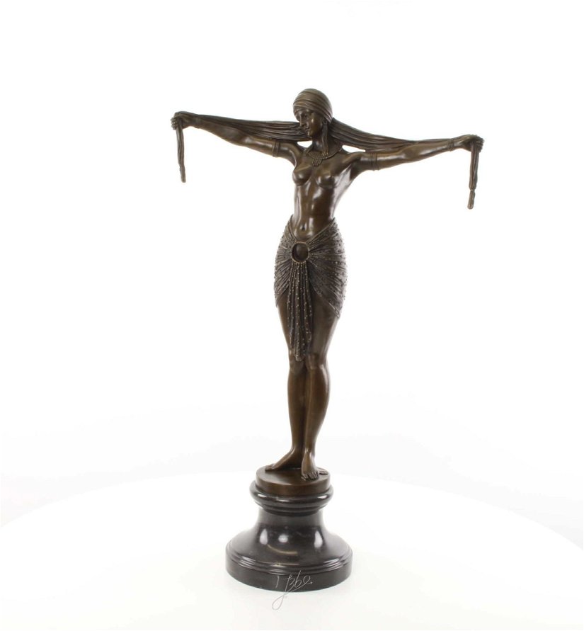 Dansatoare cu esarfa - statueta Art Deco din bronz