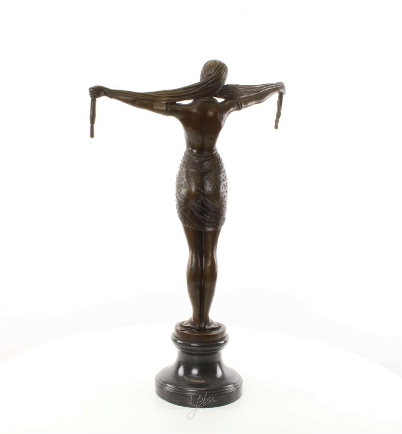 Dansatoare cu esarfa - statueta Art Deco din bronz