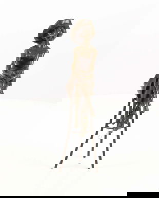 Doamna la bar- statueta Art Deco din bronz