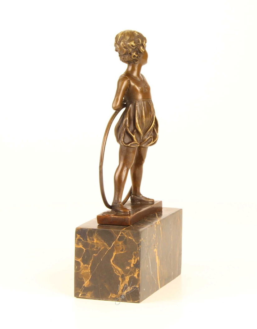 Fetita hula hop-statueta Art Deco din bronz