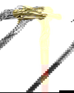 Baston din lemn de mahon cu maner din bronz