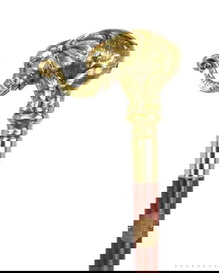 Baston din lemn de mahon cu maner din bronz