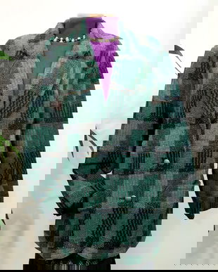 Sacou stofa lana carouri verzi