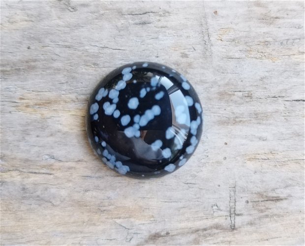 Cabochon obsidian "fulg de nea", 25 mm