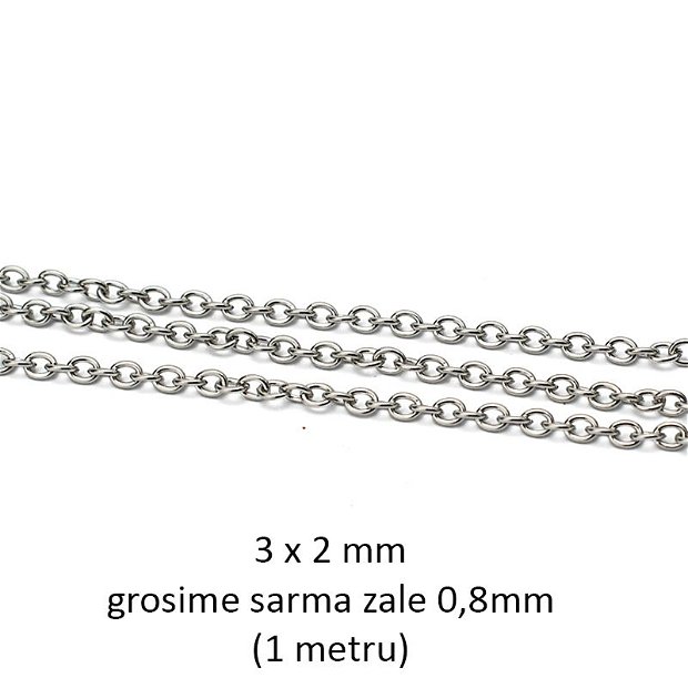 Lant Inox, 3 x 2 mm (1 metru), B-04