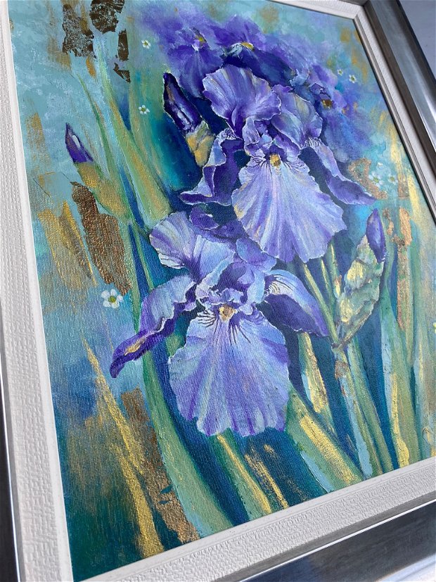 Tablou " Flori de Iris"・Pictura cu flori・Flori în arta modernă・Pictură abstractă cu flori