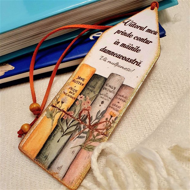 Semn de carte din lemn, personalizat cu mesaj pentru invatatoare / profesoara
