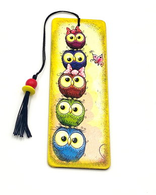 Semn de carte handmade, bufnite cocotate imbulinate 2781